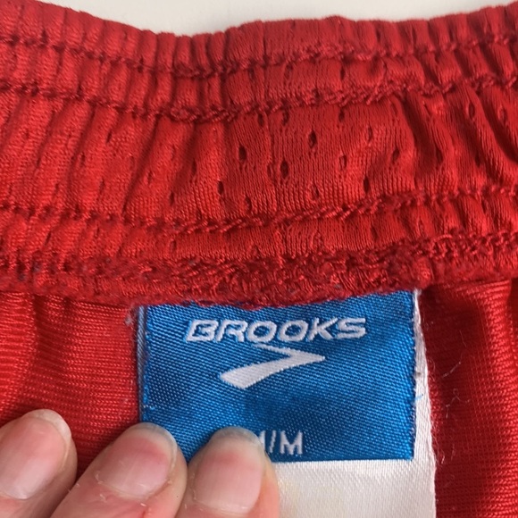 Brooks Red Mesh Men's Athletic Basketball Gym Shorts - Picture 2 of 9
